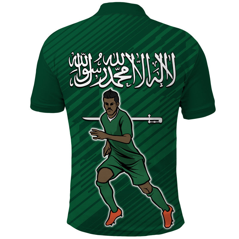 Saudi Arabia Football with Flag Background Polo Shirt - Wonder Print Shop