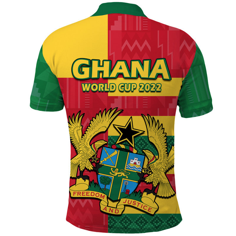 Ghana Football Flag Color Mixed Kente Pattern Polo Shirt - Wonder Print Shop
