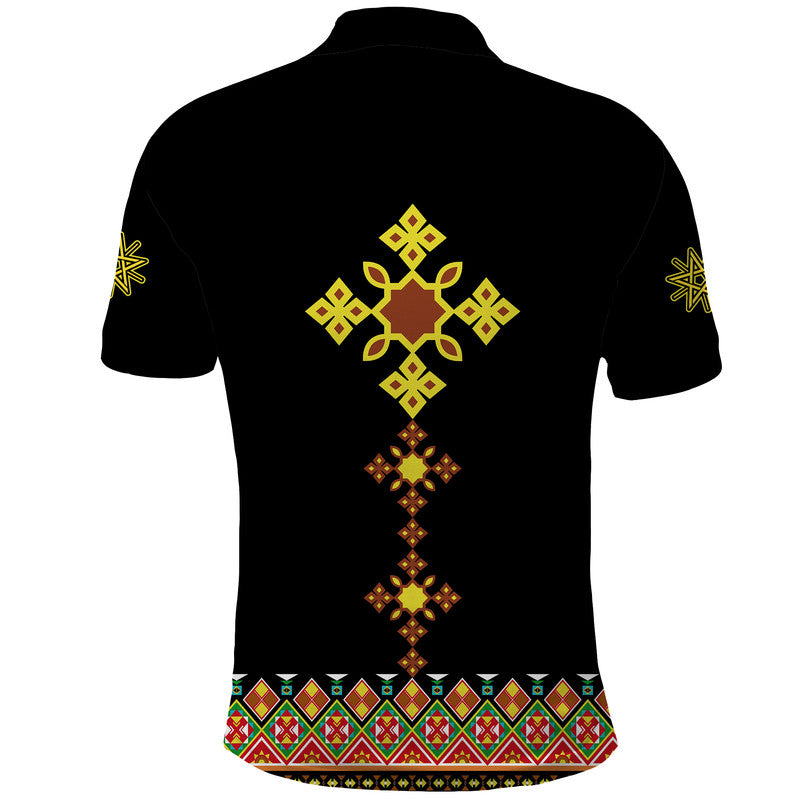 Ethiopia Cross Polo Shirt Geometric Ethnic - Wonder Print Shop