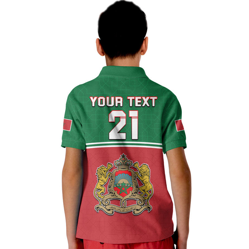 Custom Morocco Football Polo Shirt Geometric Halftone Pattern - Wonder Print Shop