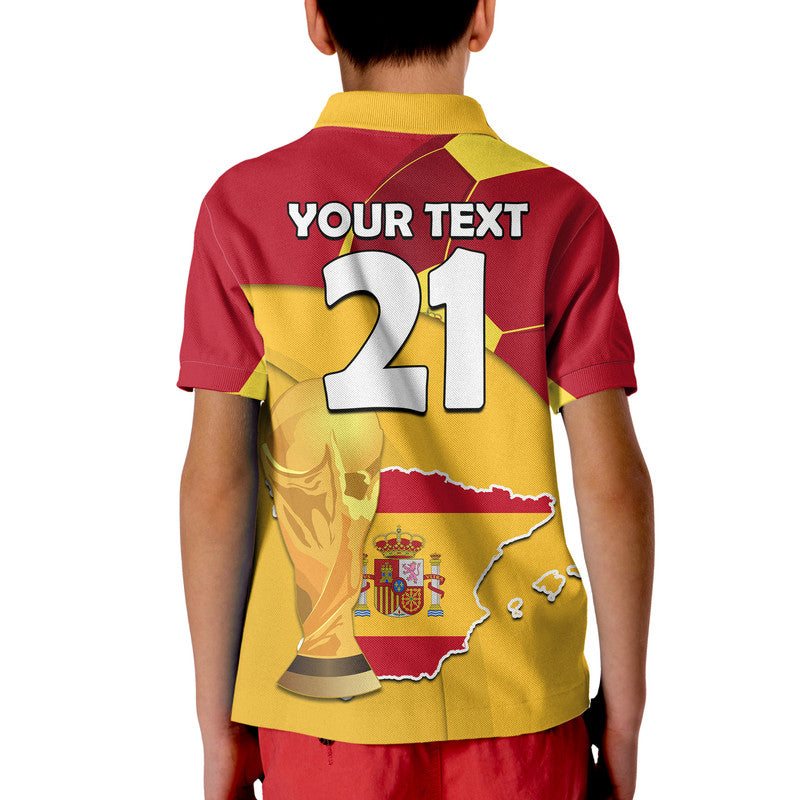 Custom Spain Football Champions Polo Shirt Spain Flag With Soccer Ball - Wonder Print Shop