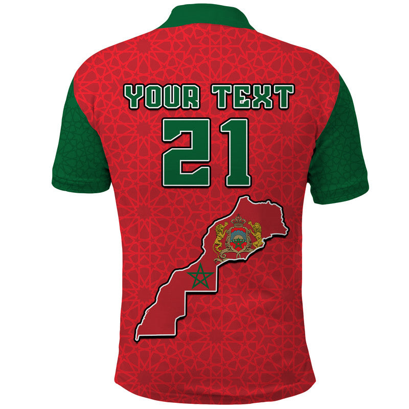 Custom Morocco Football Polo Shirt Mixed Flag Map Style - Wonder Print Shop
