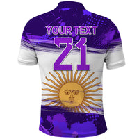 Custom Argentina Sol de Mayo La Albiceleste Flag Style Polo Shirt Purple - Wonder Print Shop