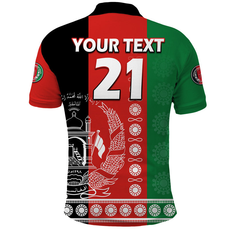 (Custom Text And Number) Afghanistan Mens Cricket Team Afghan Traditional Pattern Polo Shirt - Wonder Print Shop