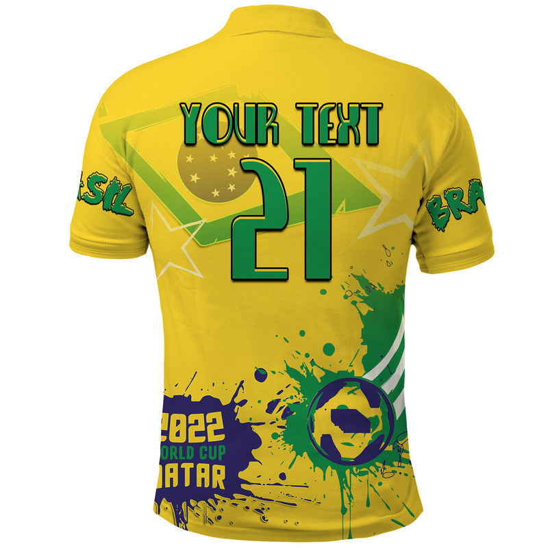 Custom Brasil Football 2022 World Cup Qatar Polo Shirt - Wonder Print Shop