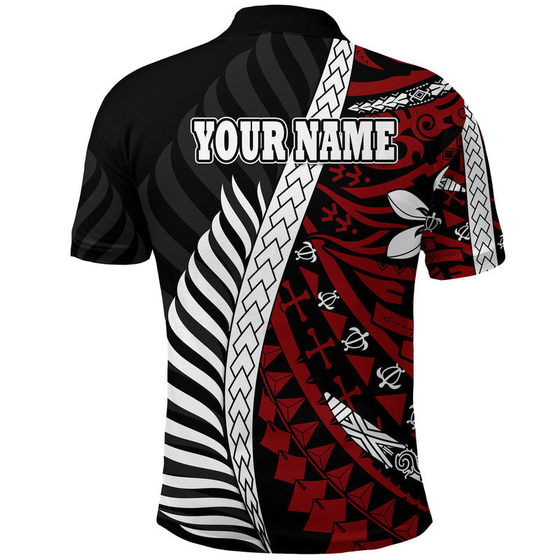 Custom Mate Maa Tonga Mixed Aotearoa Kiwis Rugby Polo Shirt Silver Fern Mixed Polynesian Style - Wonder Print Shop