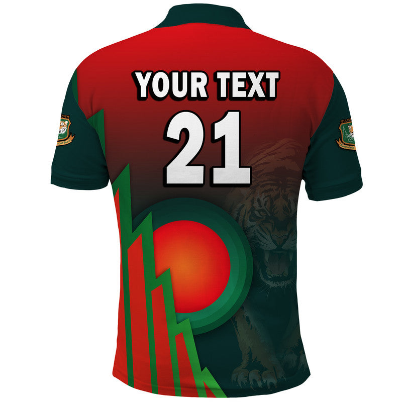 Custom Bangladesh Bangla Tigers Cricket Polo Shirt Tigers and Bangladesh Flag - Wonder Print Shop