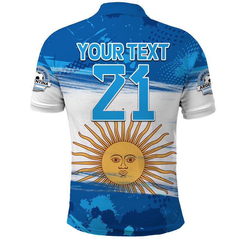Custom Argentina Sol de Mayo La Albiceleste Flag Style Polo Shirt Blue - Wonder Print Shop