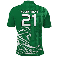 Custom Saudi Arabia Football Falcon Bird And Arabic Text Polo Shirt - Wonder Print Shop
