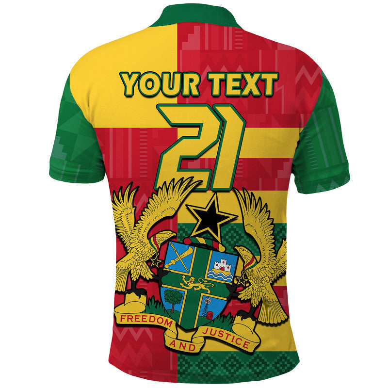 Custom Ghana Football Flag Color Mixed Kente Pattern Polo Shirt - Wonder Print Shop