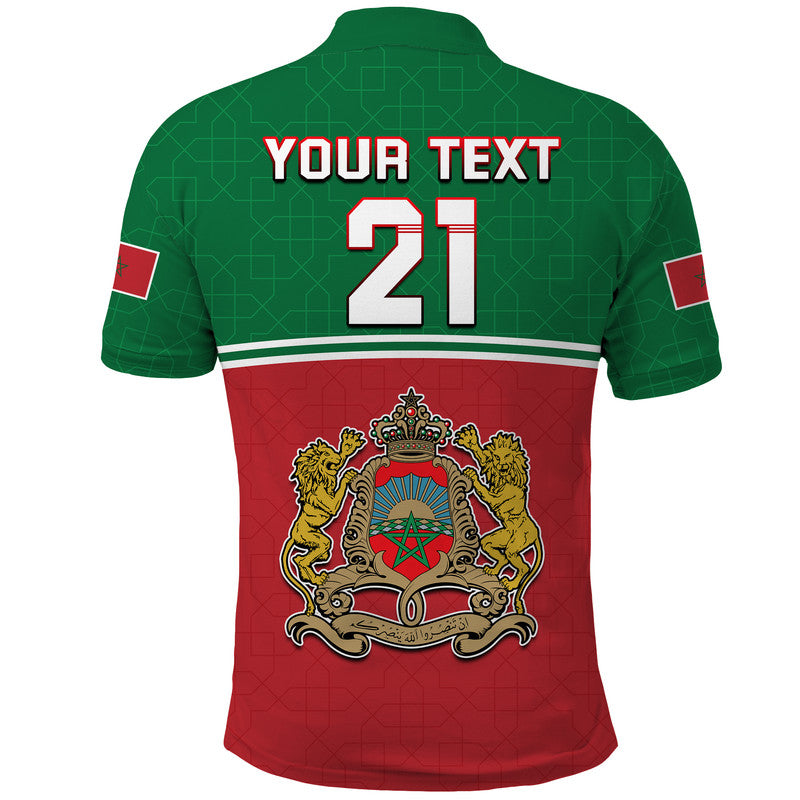 Custom Morocco Football Polo Shirt Geometric Halftone Pattern - Wonder Print Shop