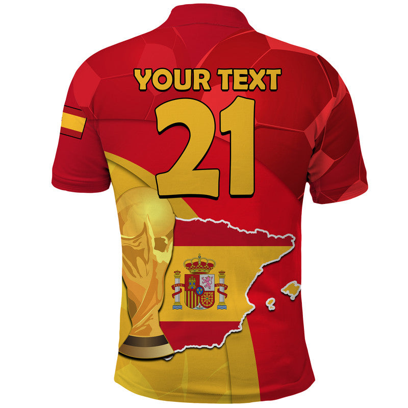 Custom Spain Football Champions Polo Shirt Spain Coat Of Arms And Trophy - Wonder Print Shop
