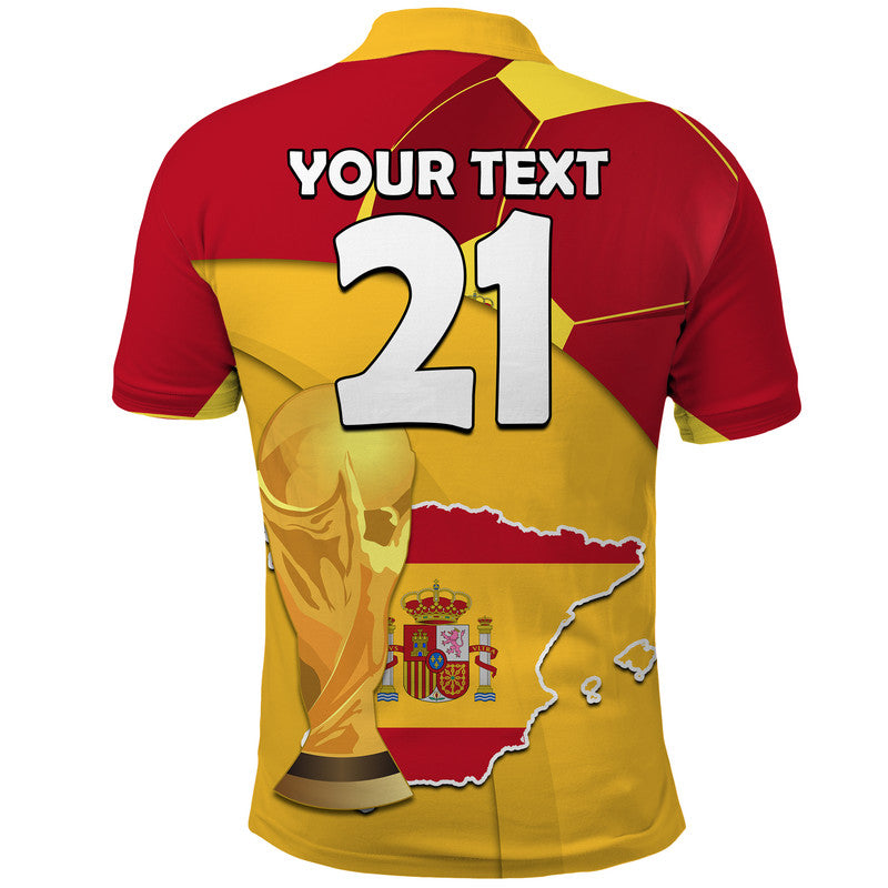 Custom Spain Football Champions Polo Shirt Spain Flag With Soccer Ball - Wonder Print Shop