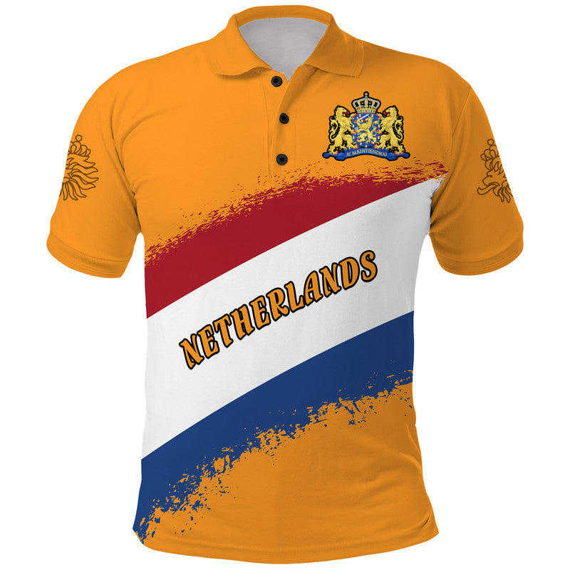 Netherlands Football Flag Style Polo Shirt - Wonder Print Shop