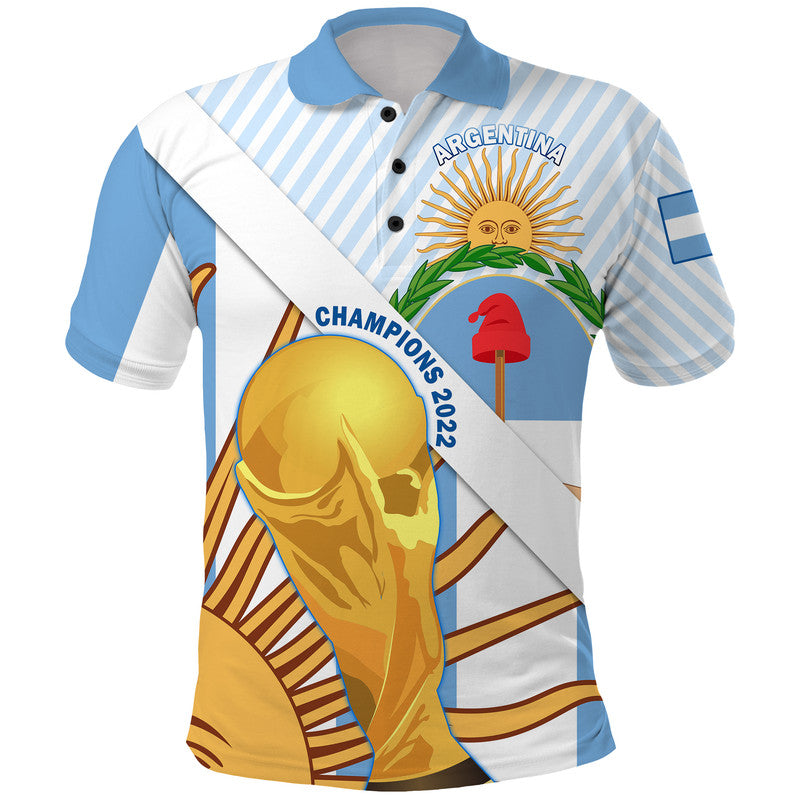 Argentina Champions Polo Shirt Football 2022 La Albiceleste Sol de Mayo - Wonder Print Shop