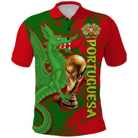 Portugal Football Polo Shirt Dragon of Royal Arms During The Reign of Queen Maria II - Wonder Print Shop