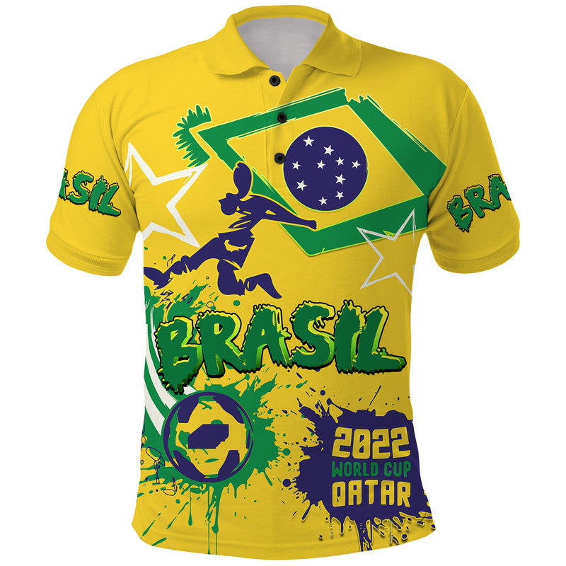 Custom Brasil Football 2022 World Cup Qatar Polo Shirt - Wonder Print Shop
