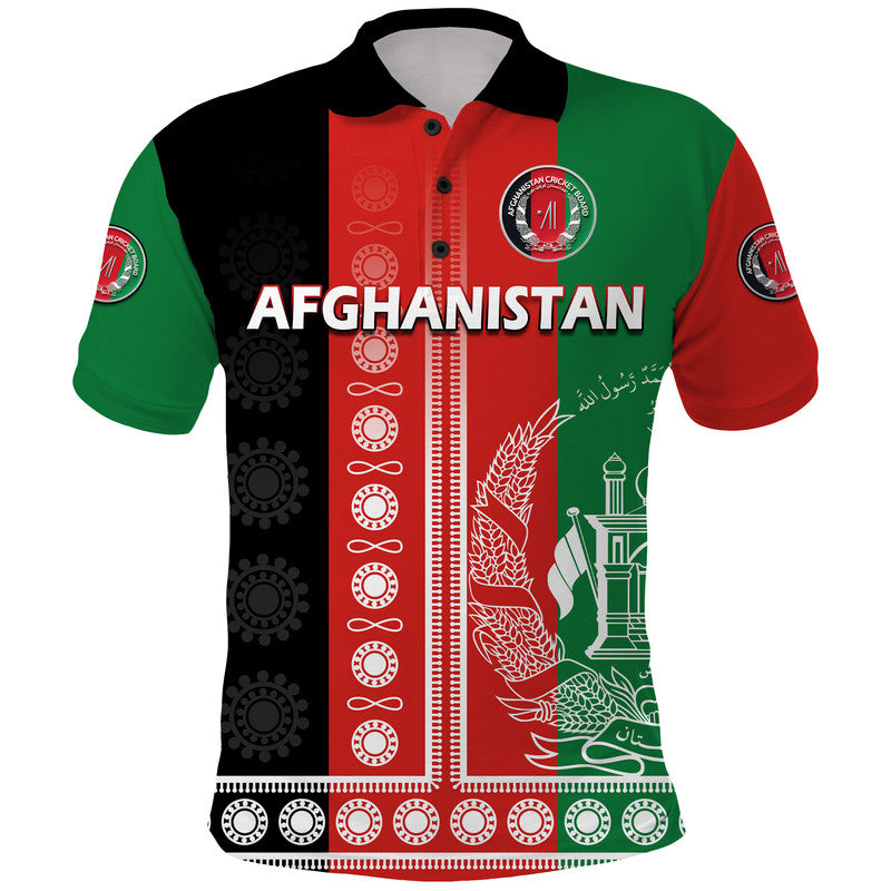 Afghanistan Mens Cricket Team Afghan Traditional Pattern Polo Shirt - Wonder Print Shop