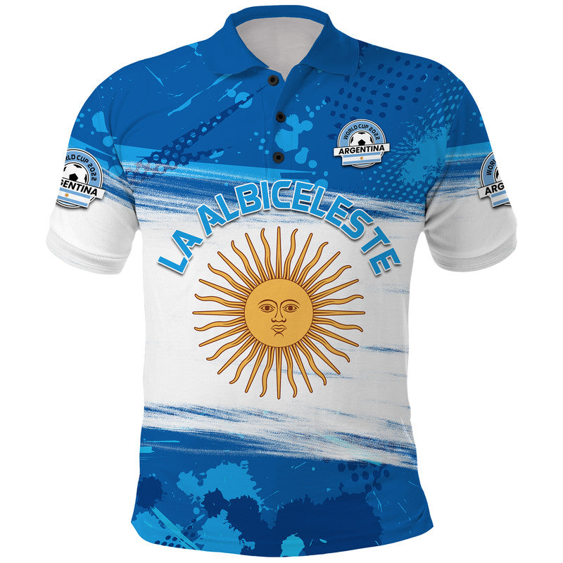 Argentina Sol de Mayo La Albiceleste Flag Style Polo Shirt Blue - Wonder Print Shop