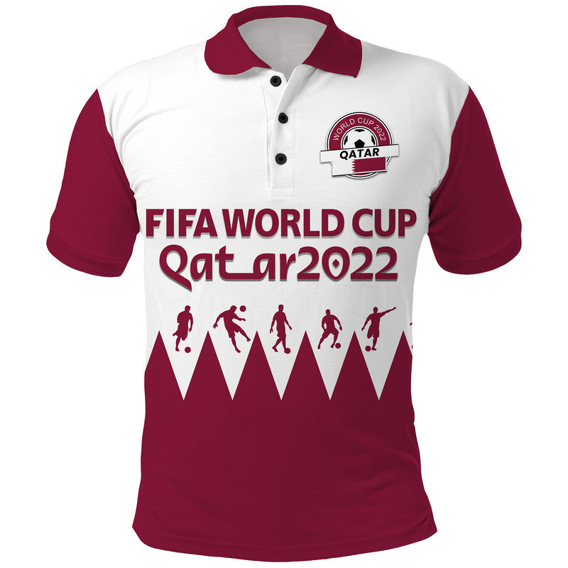 Custom Qatar 2022 Flag Style Polo Shirt The Maroon Football Player - Wonder Print Shop