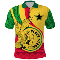 Custom Ghana Football Black Star and Golden Tawny Eagles Polo Shirt - Wonder Print Shop