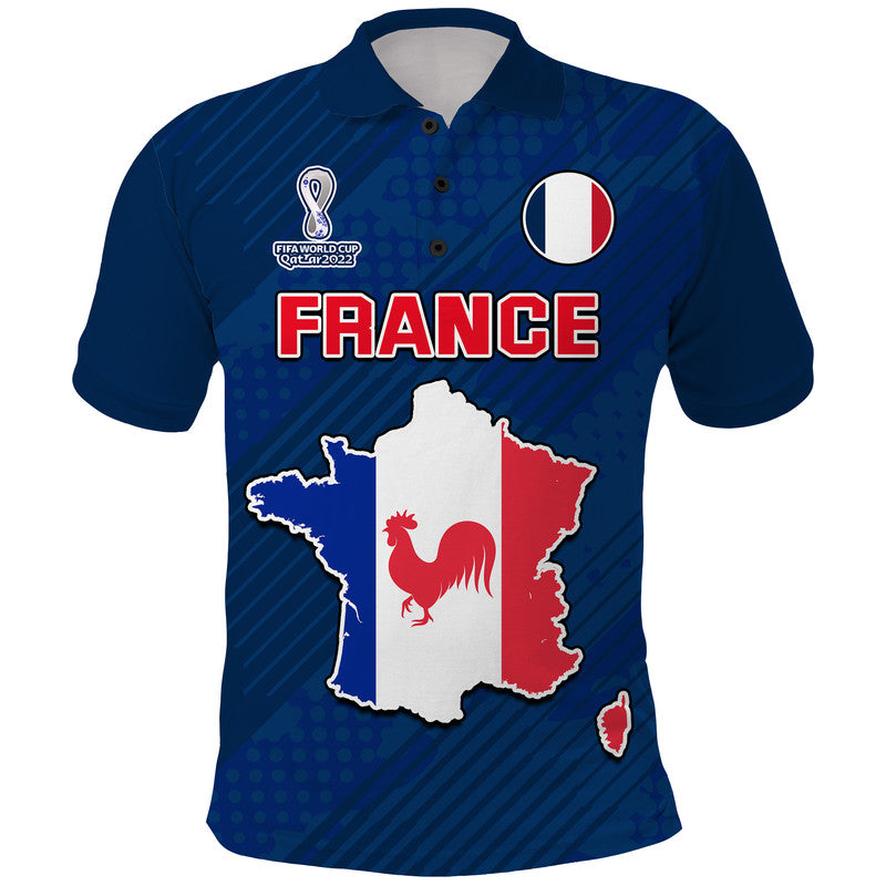 Custom France Football 2022 With Flag Map Polo Shirt - Wonder Print Shop