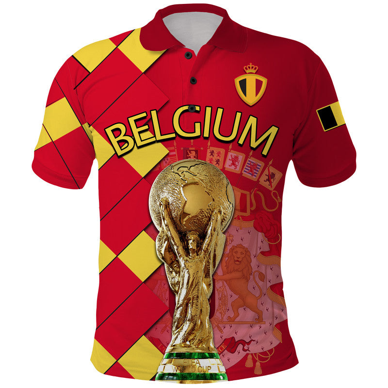 Custom Belgium Football Champions Great Polo Shirt Coat Of Arms - Wonder Print Shop