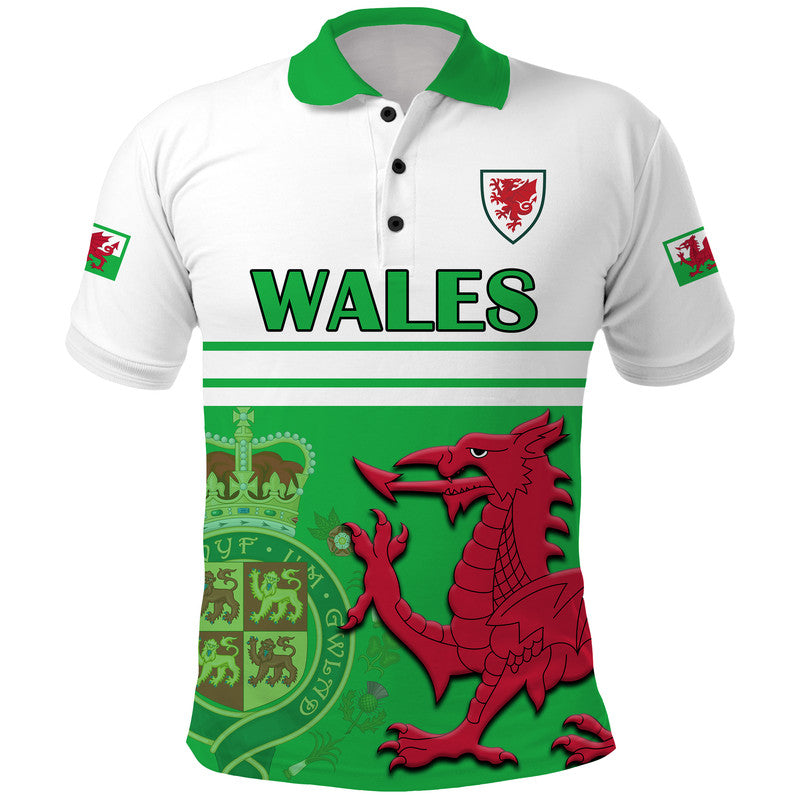 Wales Football Qatar 2022 Polo Shirt Cymru Coat of Arms - Wonder Print Shop