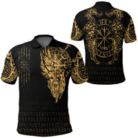 Viking Clothing Viking Compass Vegvisir Tattoo Gold Version Polo Shirt RLT12 - Wonder Print Shop