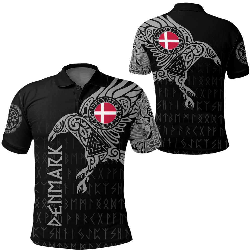 Viking Polo Shirt The Raven Of Odin Tattoo Denmark - Wonder Print Shop