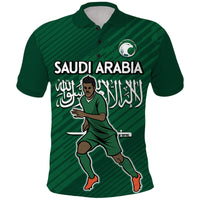 Saudi Arabia Football with Flag Background Polo Shirt - Wonder Print Shop