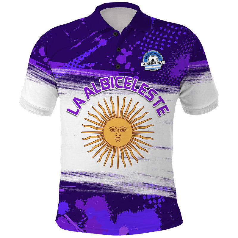 Custom Argentina Sol de Mayo La Albiceleste Flag Style Polo Shirt Purple - Wonder Print Shop