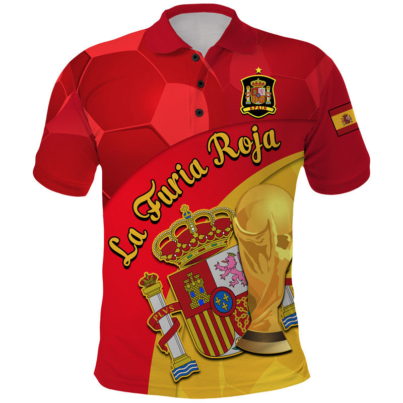 Spain Football Champions Polo Shirt Spain Coat Of Arms And Trophy - Wonder Print Shop