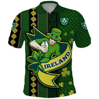Ireland Celtic Knot Rugby Polo Shirt Irish Gold and Green Pattern - Wonder Print Shop