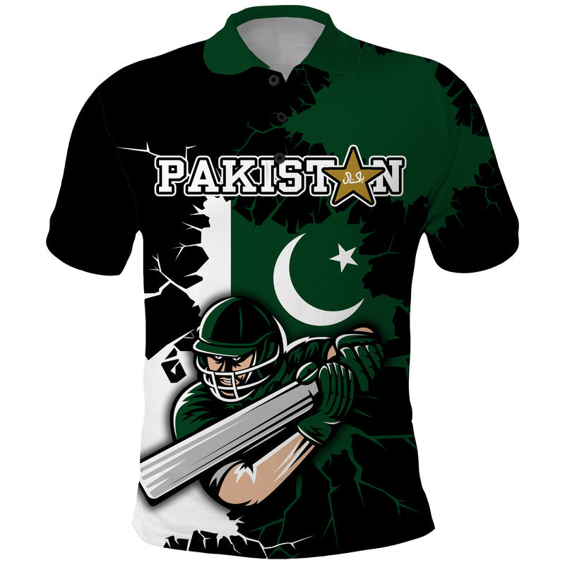 Custom Pakistan Men in Green Cricket Team Polo Shirt Pakistan Player Flag Style - Wonder Print Shop