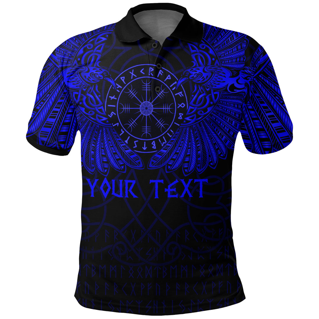 Custom Viking Polo Shirt Odins Celtic Two Ravens Blue Version Polo Shirt RLT12 - Wonder Print Shop