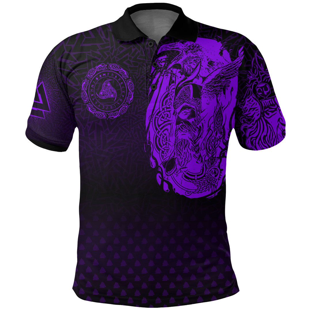 Viking Clothing Viking Odin Raven Tattoo Style Purple Version Polo Shirt RLT12 - Wonder Print Shop