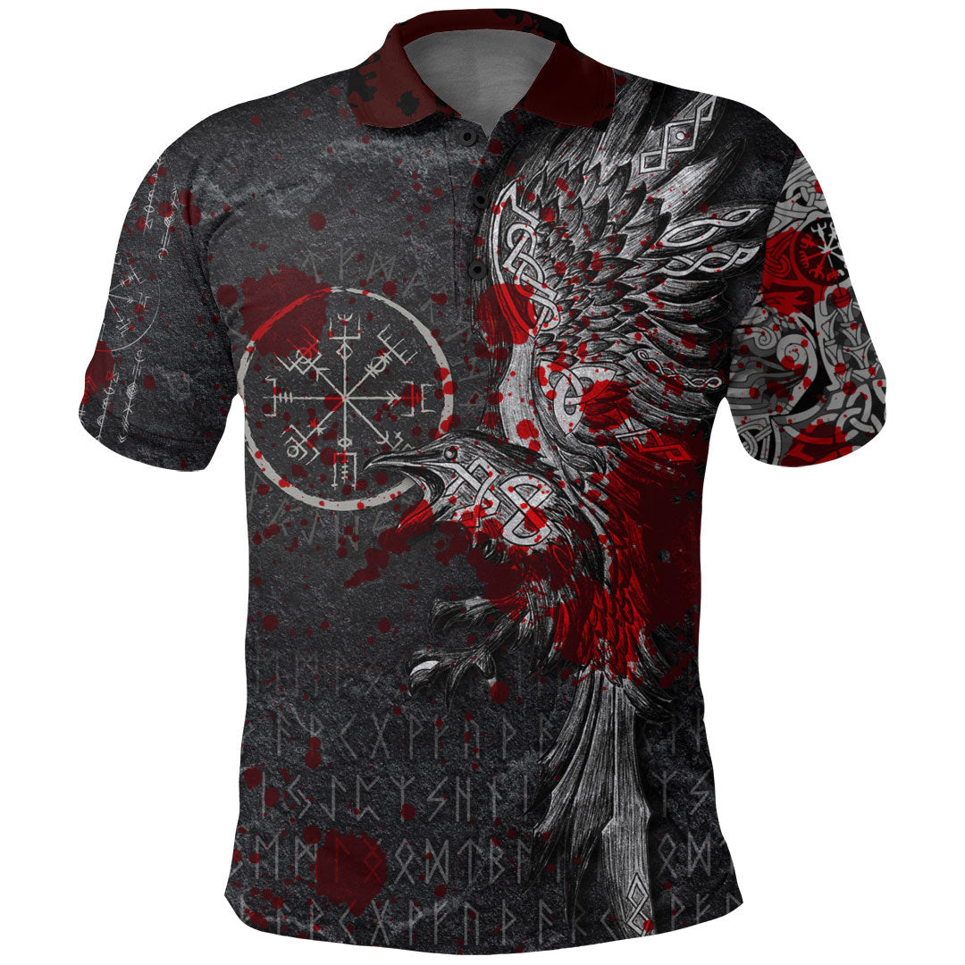Viking Clothing Viking Odin Raven Tattoo Style Blood Version Polo Shirt RLT12 - Wonder Print Shop
