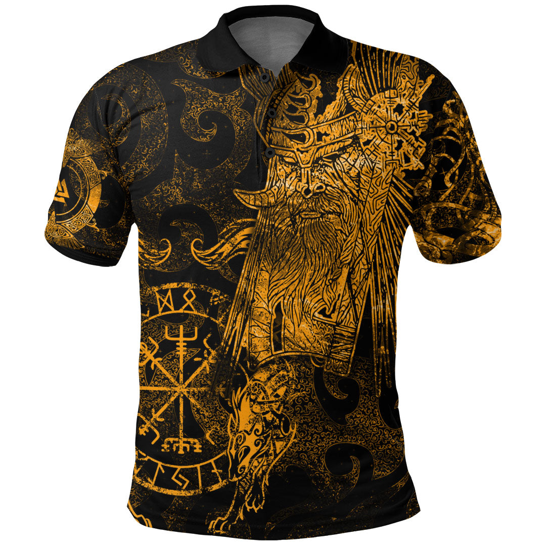 Viking Clothing Viking Odin Tattoo Gold Version Polo Shirt RLT12 - Wonder Print Shop