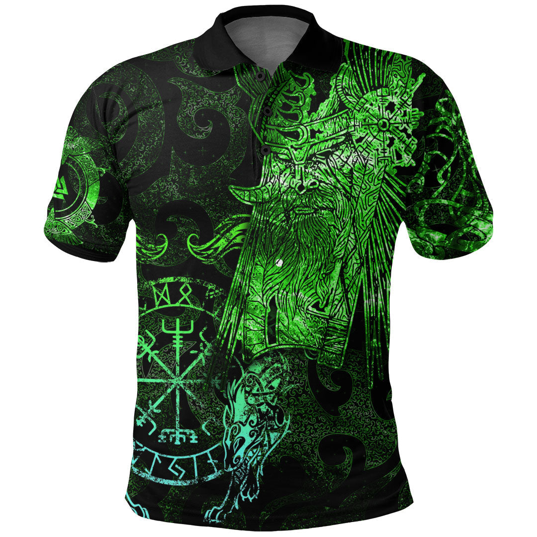 Viking Clothing Viking Odin Tattoo Green Version Polo Shirt RLT12 - Wonder Print Shop