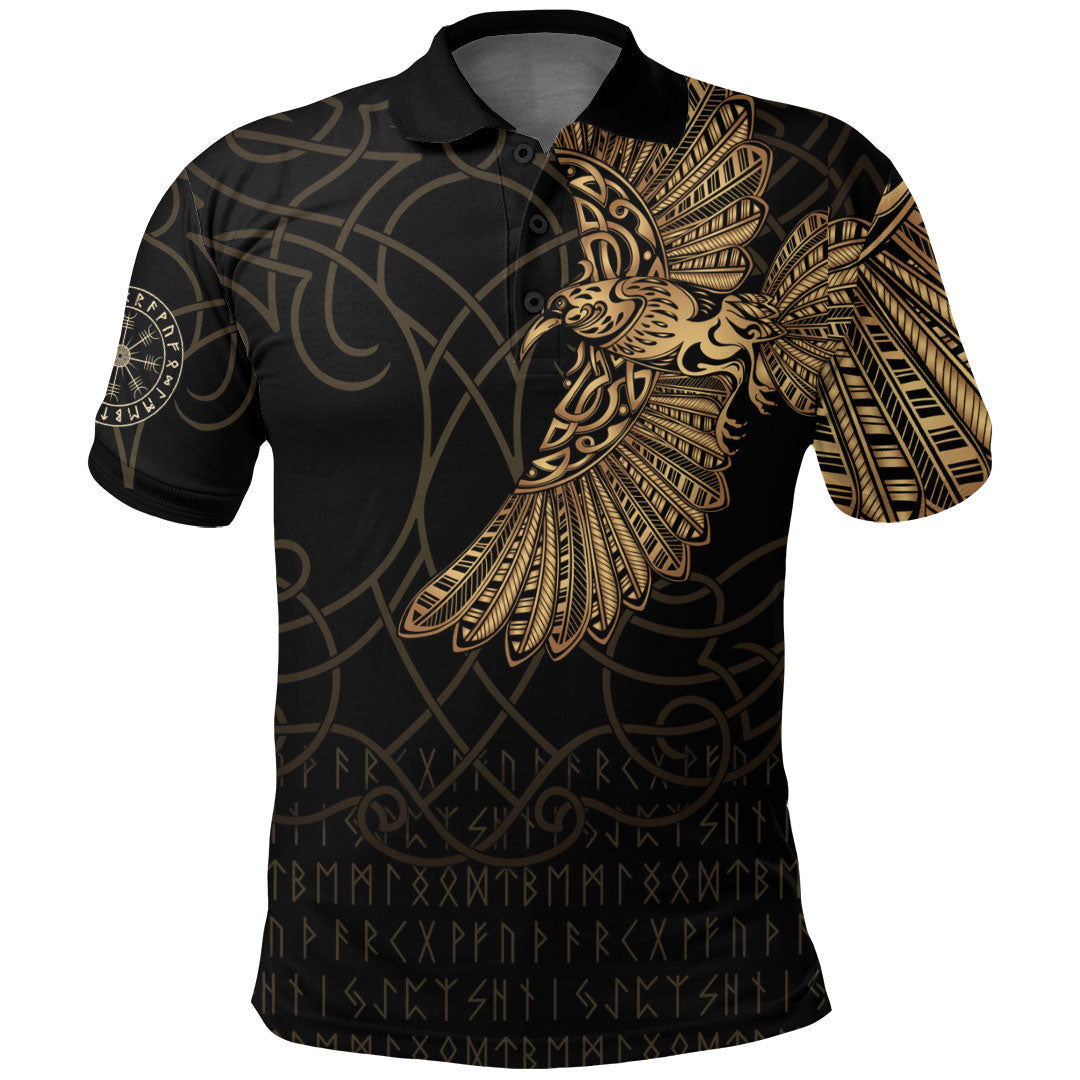 Viking Clothing Viking Odins Celtic Ravens Gold Version Polo Shirt RLT12 - Wonder Print Shop