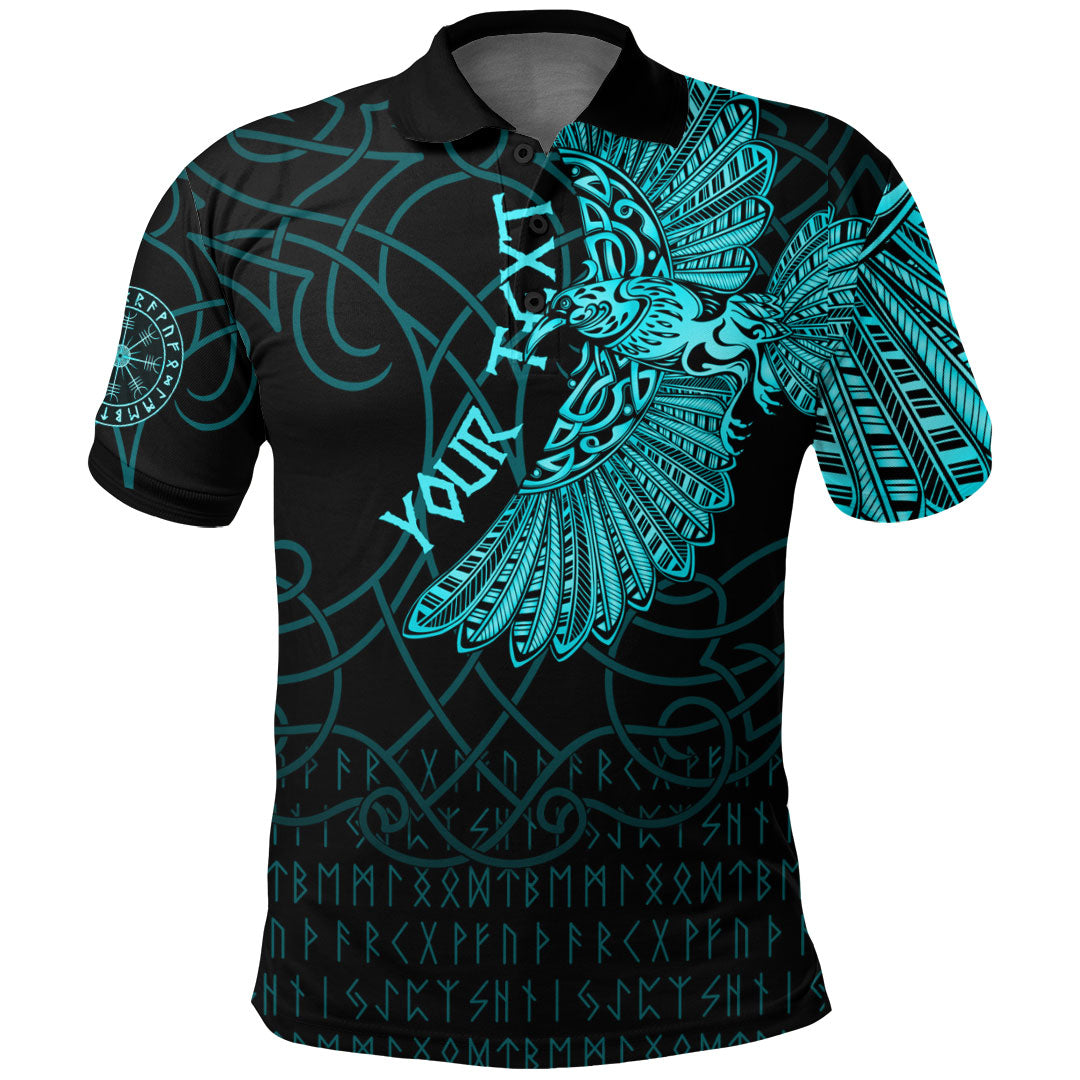 Custom Viking Polo Shirt Odins Celtic Ravens Cyan Version Polo Shirt RLT12 - Wonder Print Shop