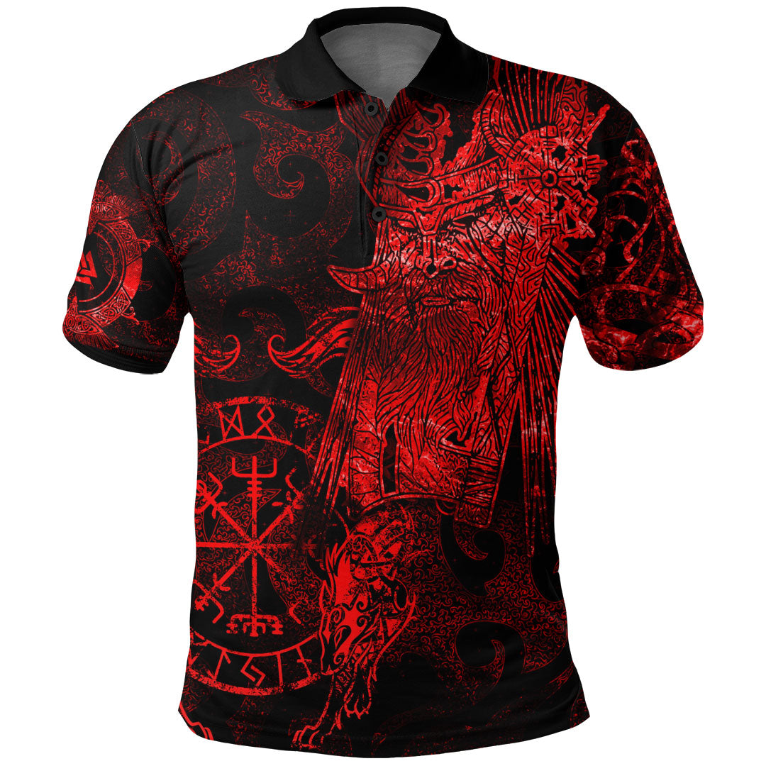 Viking Clothing Viking Odin Tattoo Red Version Polo Shirt RLT12 - Wonder Print Shop