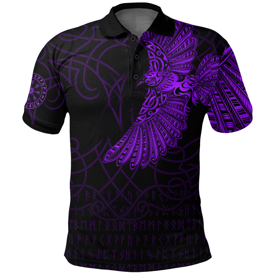 Viking Clothing Viking Odins Raven Tattoo Purple Version Polo Shirt RLT12 - Wonder Print Shop
