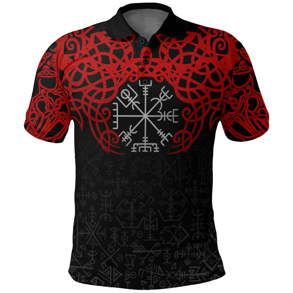 Viking Clothing Viking Odin Helm Of Awe (Red) Polo Shirt RLT12 - Wonder Print Shop