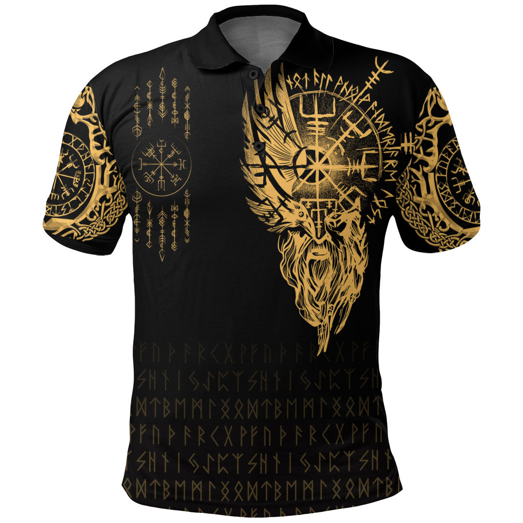 Viking Clothing Viking Compass Vegvisir Tattoo Gold Version Polo Shirt RLT12 - Wonder Print Shop