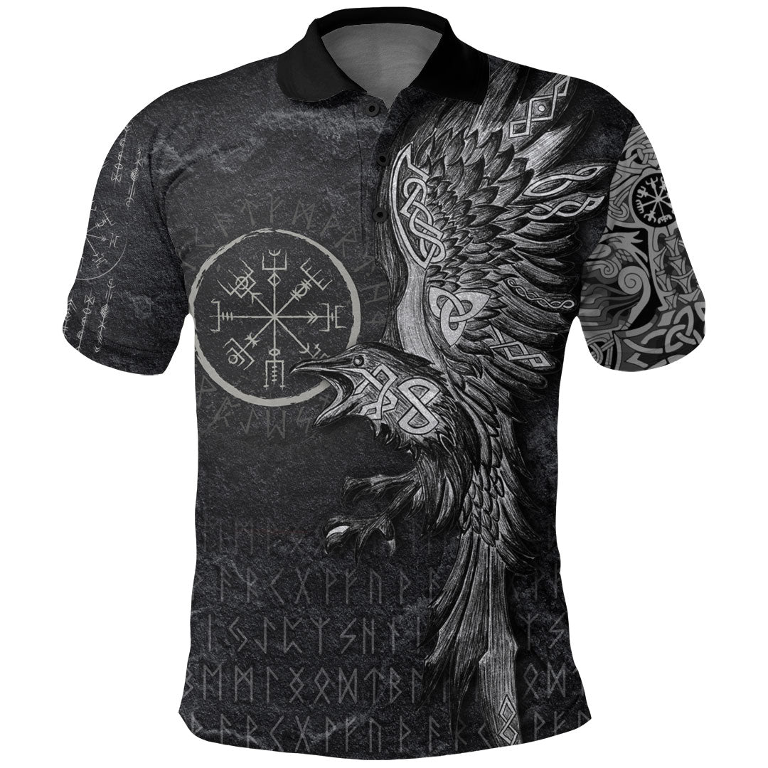 Viking Clothing Vegvisir With Raven Viking Compass Polo Shirt RLT12 - Wonder Print Shop