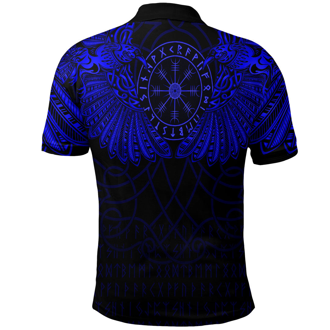 Custom Viking Polo Shirt Odins Celtic Two Ravens Blue Version Polo Shirt RLT12 - Wonder Print Shop
