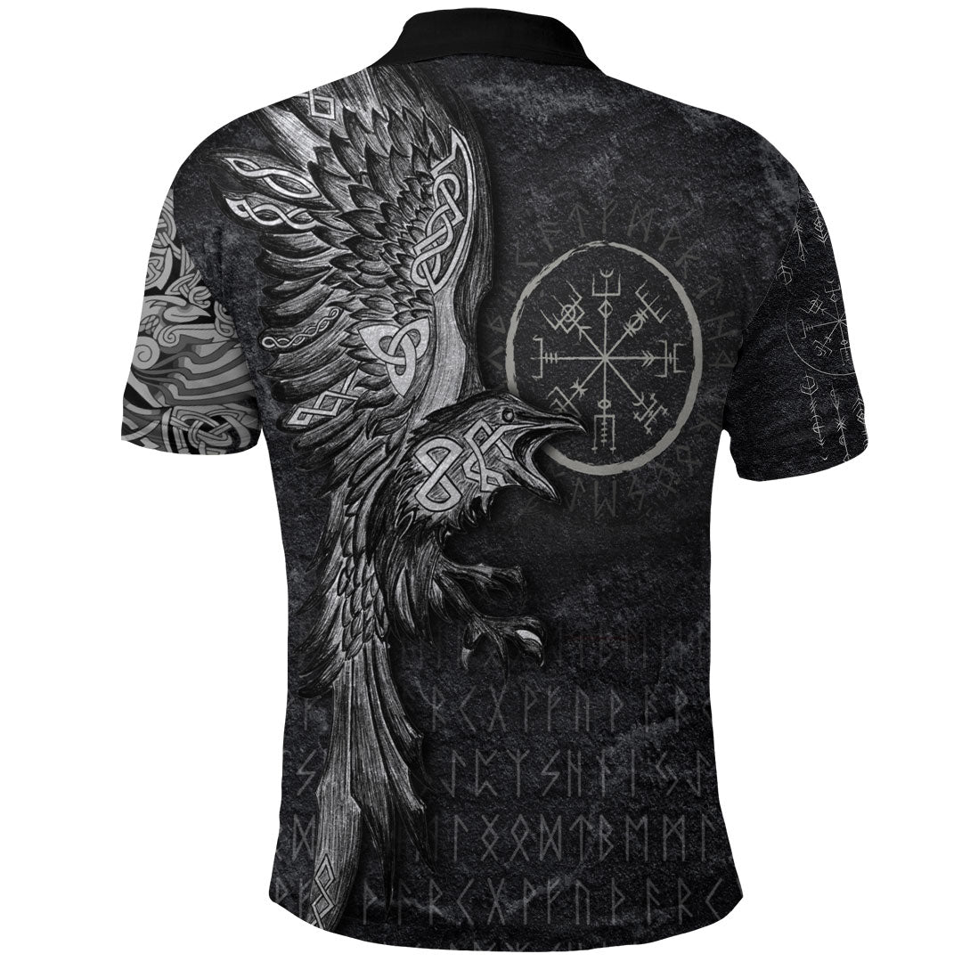 Viking Clothing Vegvisir With Raven Viking Compass Polo Shirt RLT12 - Wonder Print Shop