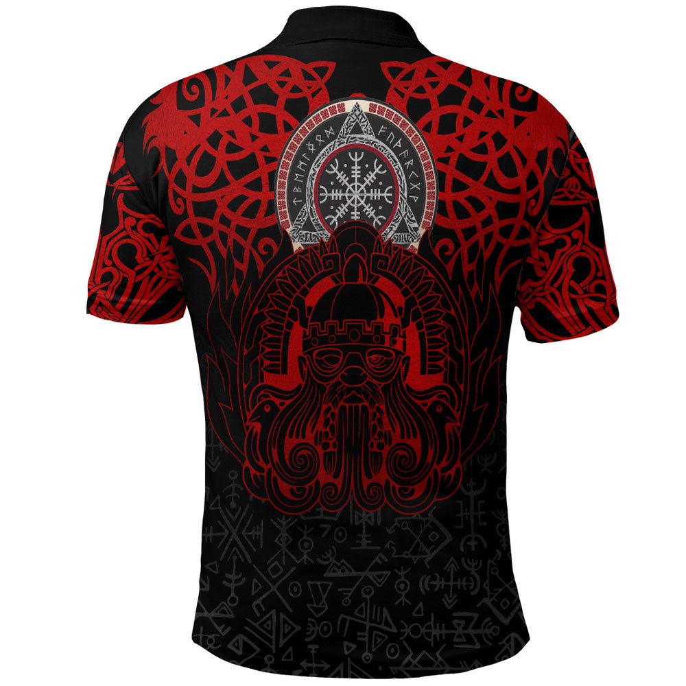 Viking Clothing Viking Odin Helm Of Awe (Red) Polo Shirt RLT12 - Wonder Print Shop